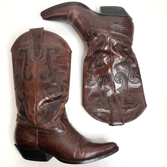 NINE WEST Vintage Cowboy Leather Boots 7.5 - Picture 1 of 13
